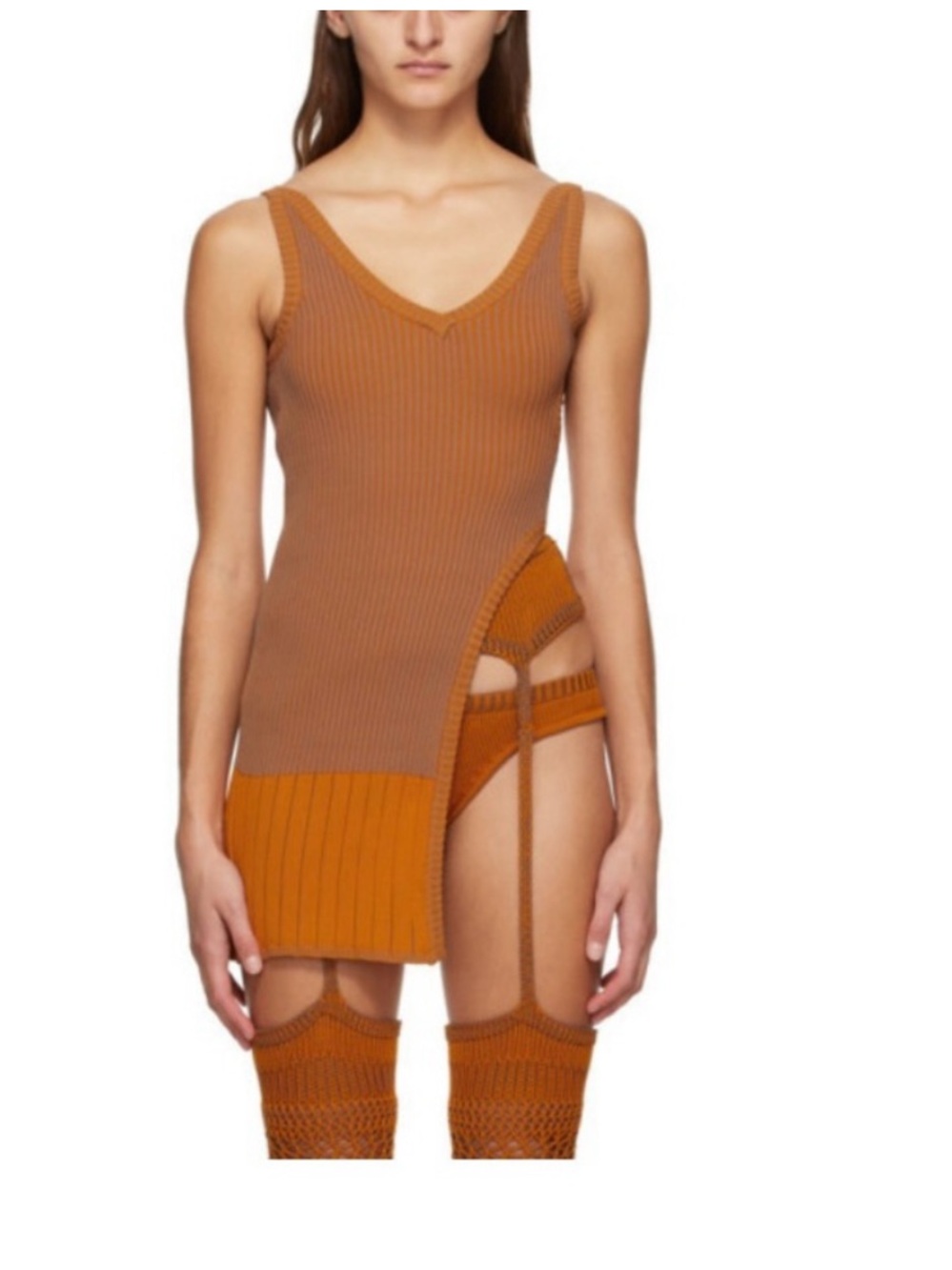 Isa Boulder Ribbed Knit Desert orange top NWOT